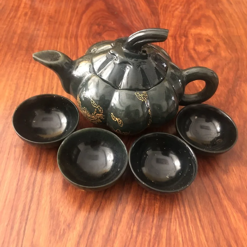 A-Grade Wine Flask Set, Hotan Green Jade , Kung Fu Teapot