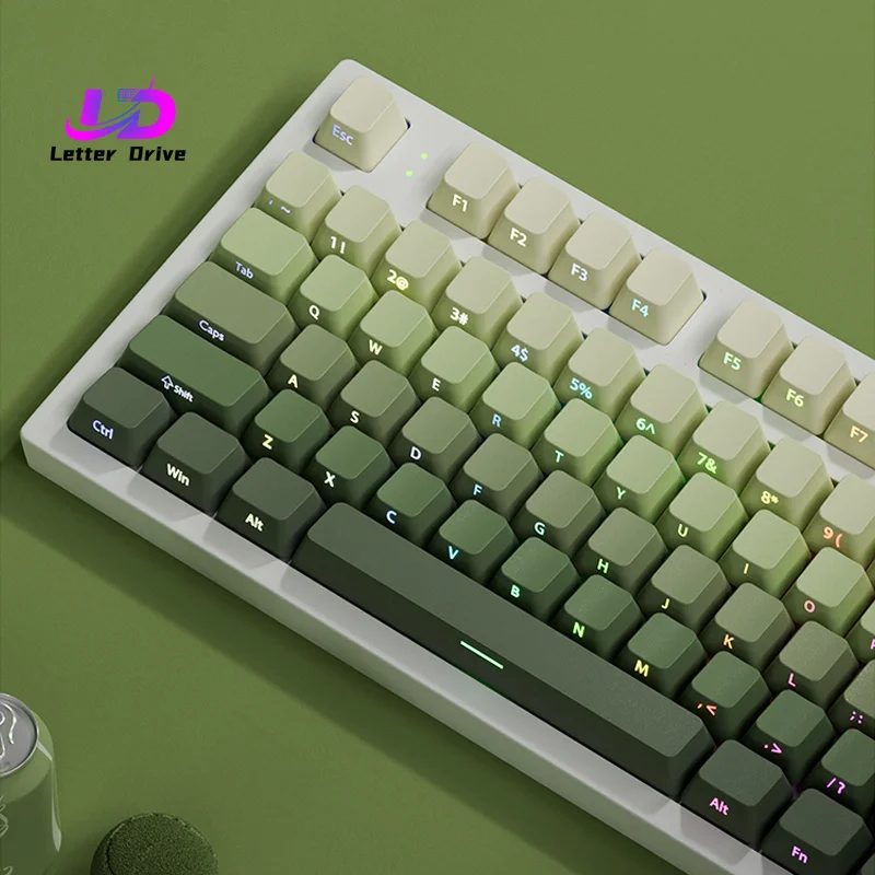135 Key Cherry Profile Green Grape Keycaps Side Print Shine Through Keycaps Double Shot PBT Keycap for MX Switch Gaming Keyboard