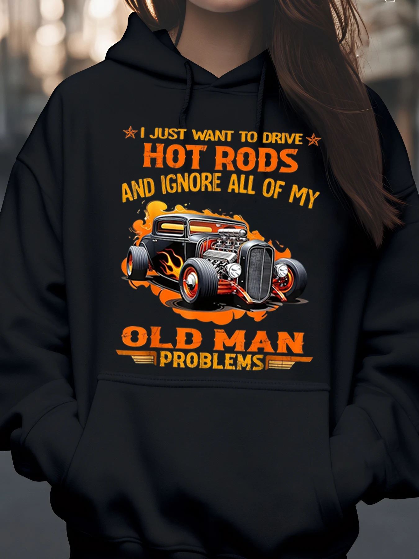 هوديي مطبوع عليه سيارة هوت رودز، ملابس كاجوال للهالوين للرجال والنساء #1