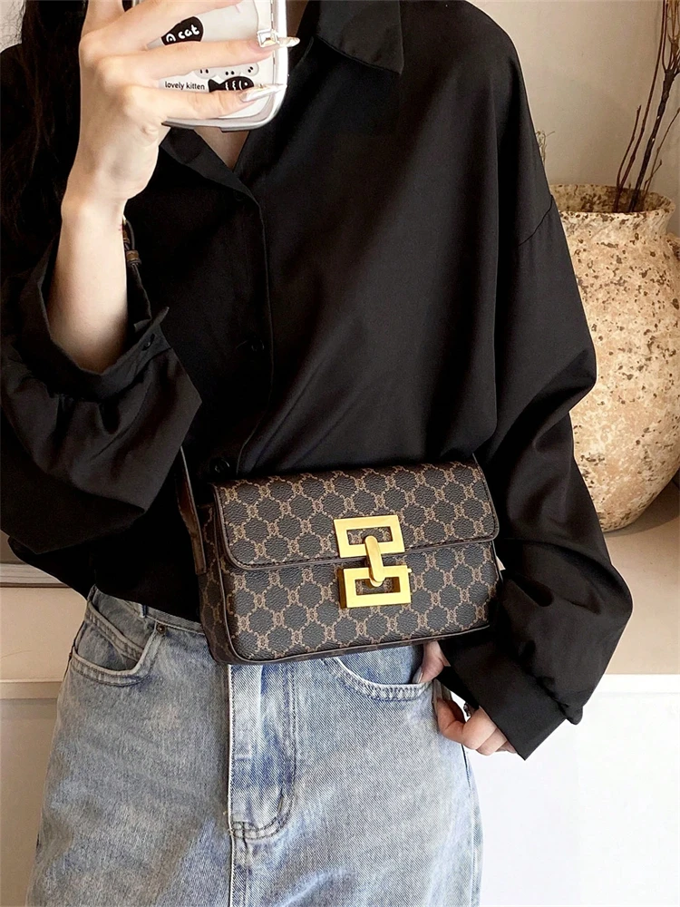 Fashion small bag creative lock small bag 2024 explosions trend shoulder bag simple messenger bag female bag