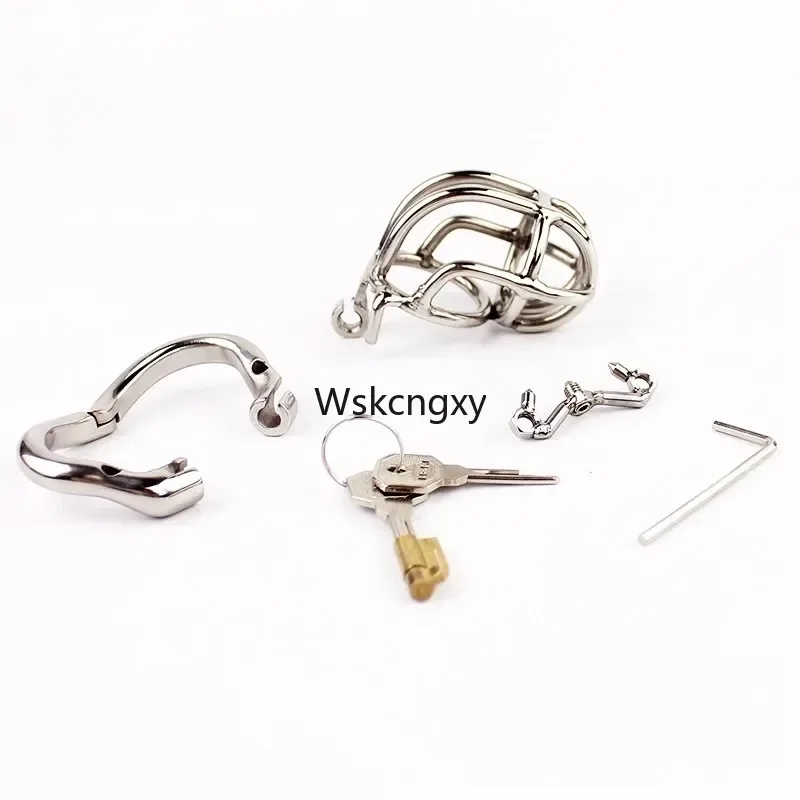 Stainless Steel Male Chastity Device Curve Chastity Cage Spike Ring Metal Penis Lock BDSM Sex Toys For Men