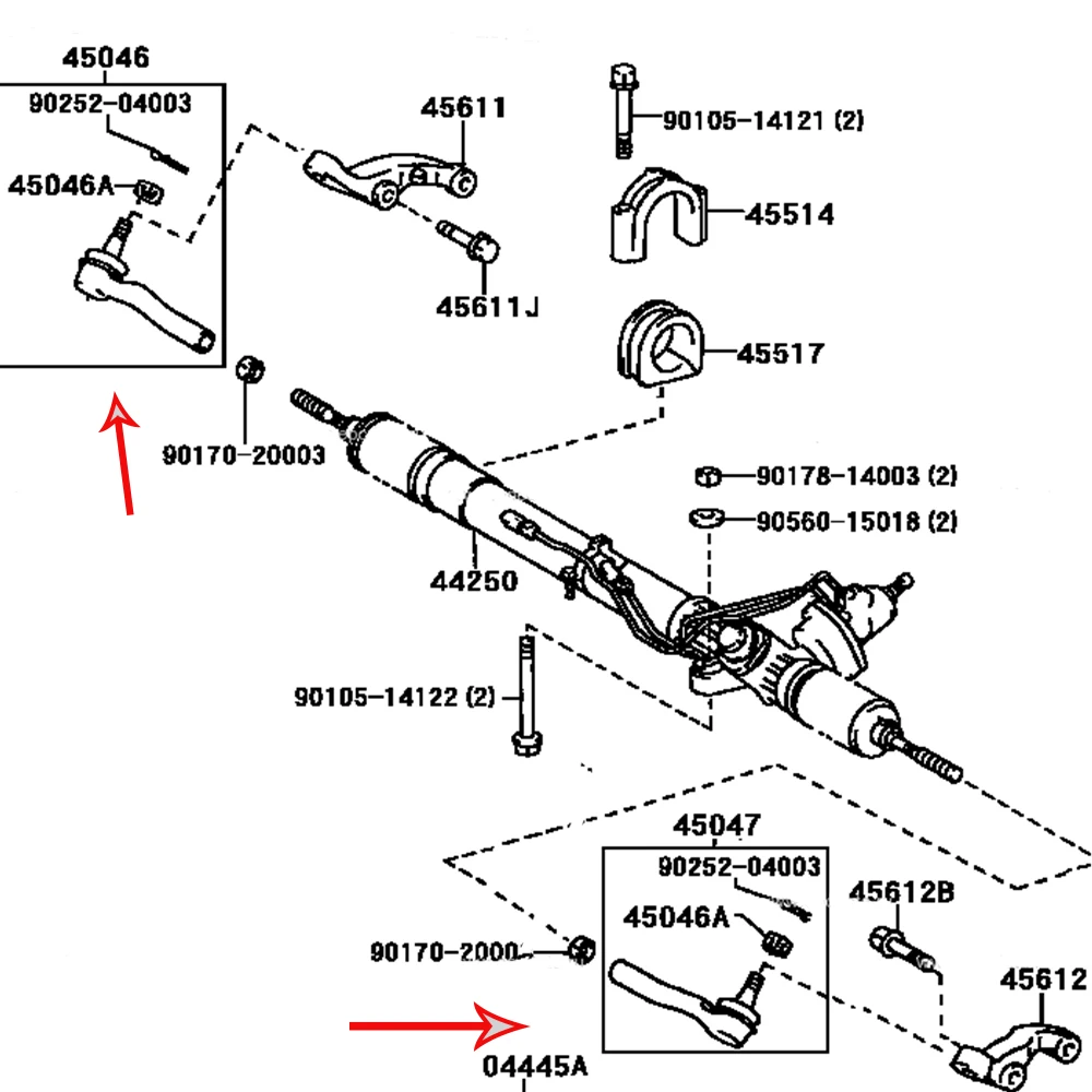 Outer Inner Steering Tie Rod Ends 45503-69015 45046-69195 45047-69100 For Toyota Land Cruiser 98-02 Lexus LX470 UZJ100 HZJ100