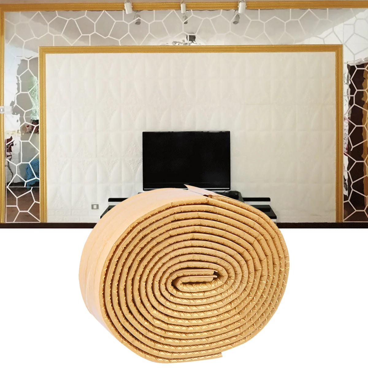 

2Pcs 3D Wall Sticker Border Waterproof Self-Adhesive Wallpaper for Home Decor Living Room Bedroom Bathroom Kitchen Yellow