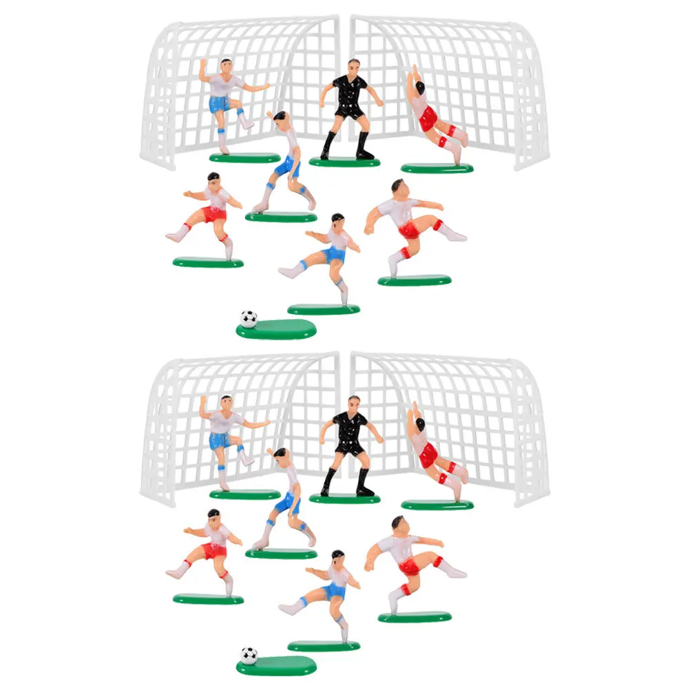 

2Sets Soccer Themed Cake Decors Plastic Miniature Soccer Field Decor for Birthday Parties Plastic Cake Decor Miniature