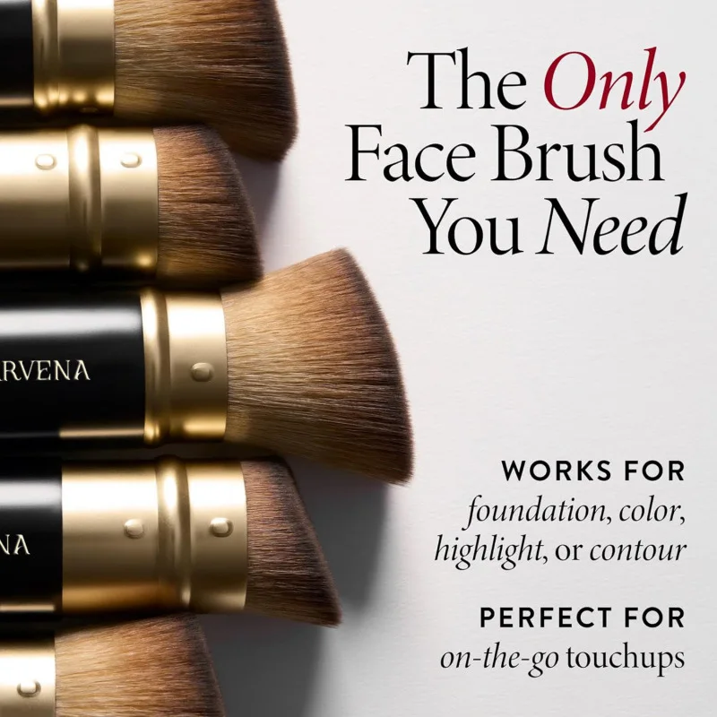 New Retractable Black Kabuki Makeup Brush for Liquid, Cream and Powder Face Makeup Featuring Aluminium Handle Beauty Tool