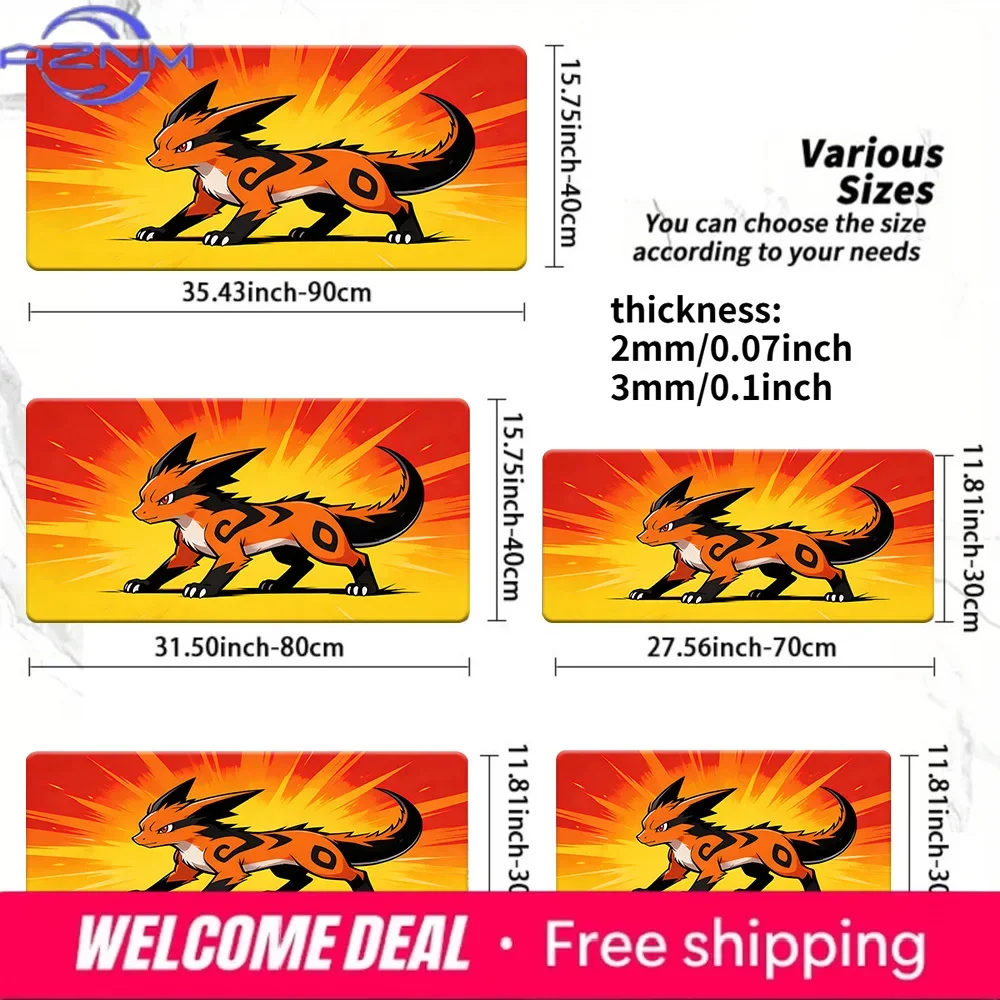 Orange Fire Fox Anime Gaming Mouse Pad Non-Slip Desk Mat