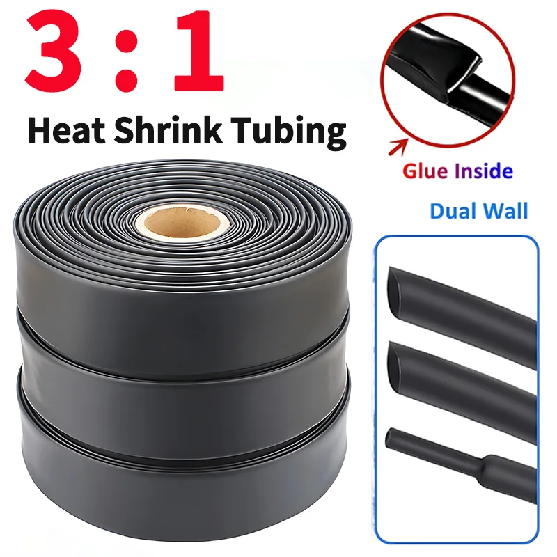 

100 Meters/ 10M 3:1 Heat Shrink Tube with Glue Polyolefin Shrinking Assorted Heat Shrink Tube Wire Cable Sleeving Tubing