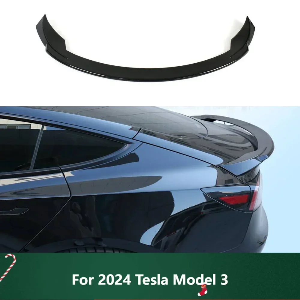 

New！highland Rear Trunk Lid Spoiler Wing ABS Car Tailgate Flap Trim Decklid Lip Body Accessories For 2024 Tesla Model 3