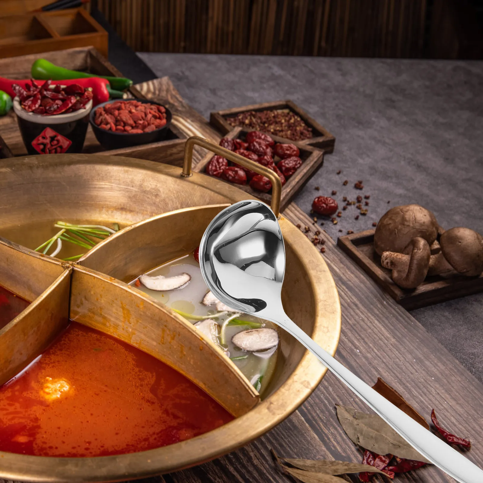 

Stainless Steel Soup Spoon Ladle Kitchen Cutlery Tablespoon Long H Serving Utensils 304 Material Easy Clean