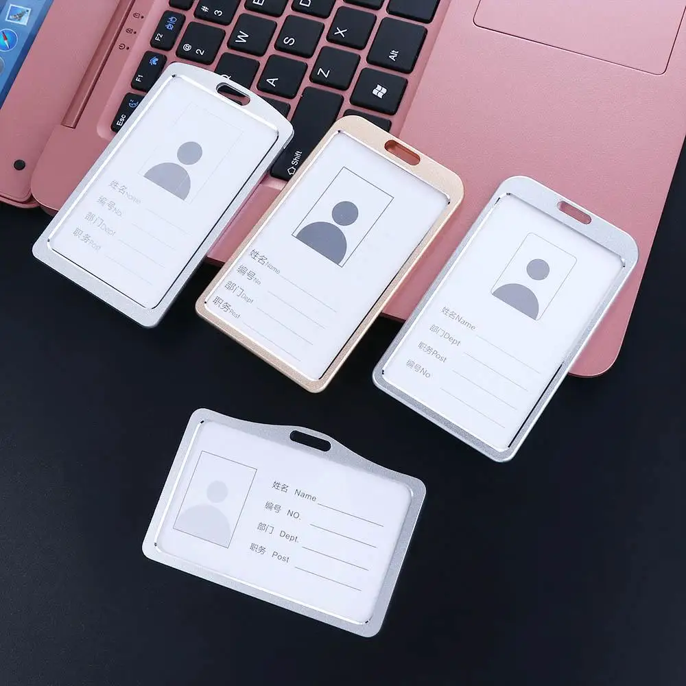 Double-sided Durable Identity Case Accessories Business Metal Clip Vertical Card Cover Name Tag Holder Card Holder Name Cover