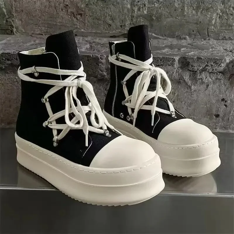 Black youth shoes couple's thick soled height increasing Classic trendy styles for Outdoor leisure fashion party Daily wear