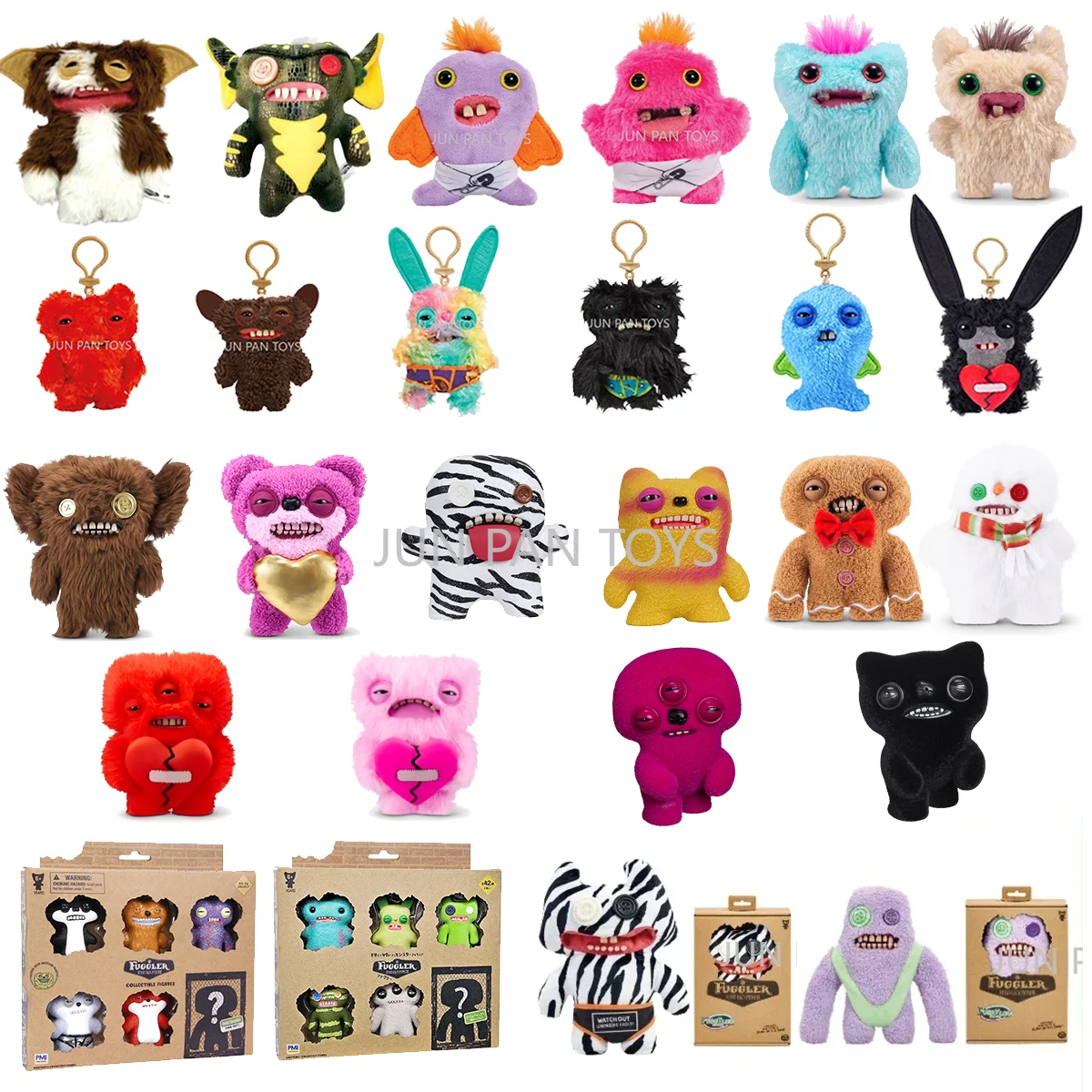 Original Spin Master Fuggler divertido monstruo feo Gremlins llavero de bebé figura navideña dorada juguete de peluche suave coleccionable para niños