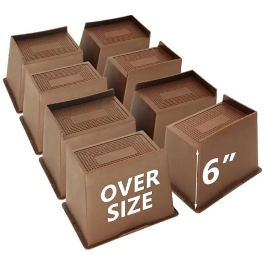 

8 Pack Dark Brown Bed Risers Heavy Duty Oversized Furniture Risers Extra Wide Bed Lifts Risers for Table Sofa Dorm Twin XL Couc