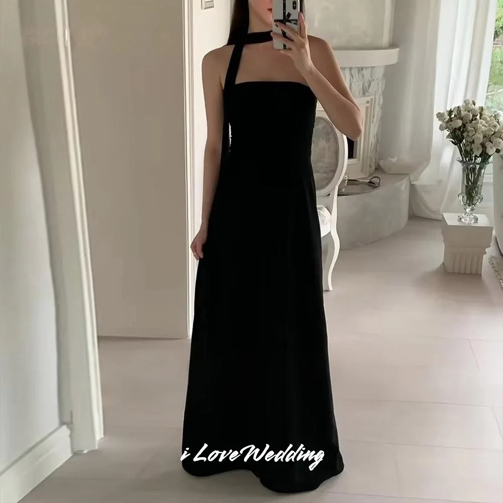 

Black Strapless Evening Dress 2025 Satin Sleeveless A-Line Elegant Floor-Length Prom Dress Pleat Wedding Party Dress Customized