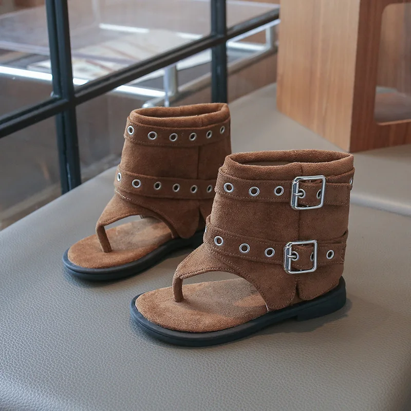 Jogerli Girls Roman Sandals Summer New Flip-flops British Rivets Cool Boots Niche Design Retro Toe Boots - view 6