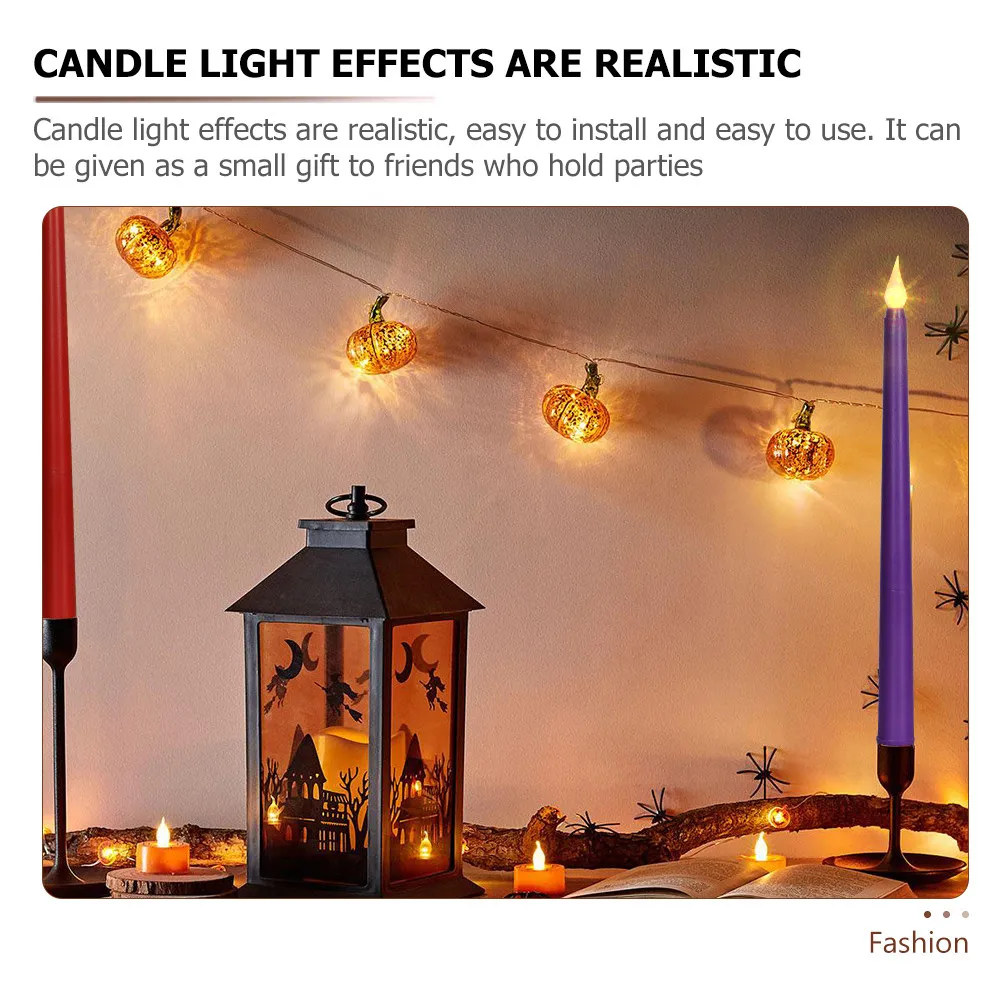 12Pcs LED Candlestick Flameless Battery Candles Simulated Light for Christmas Halloween Party Decor Battery Candles