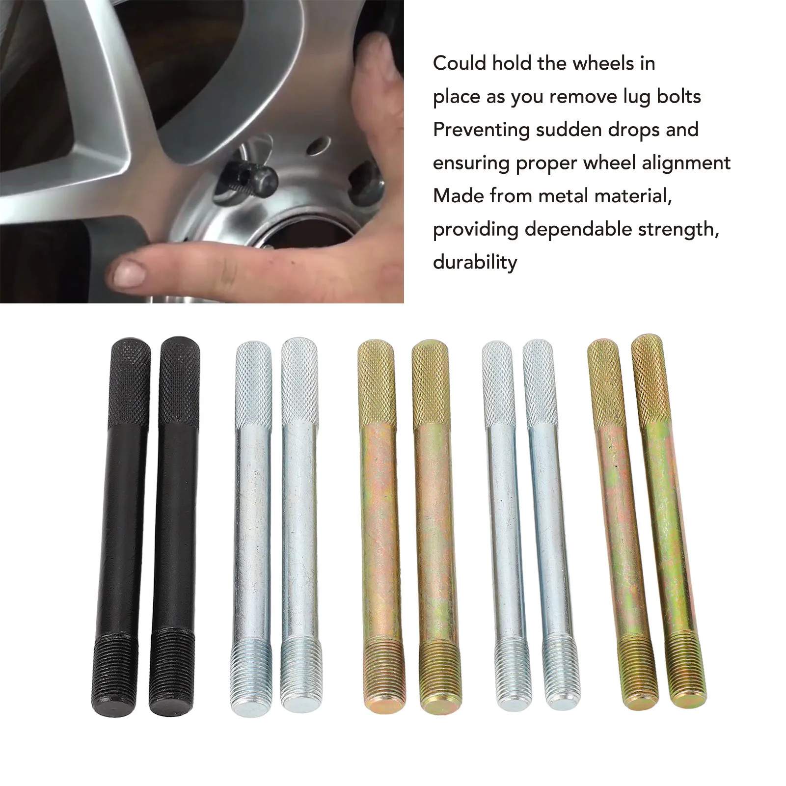 10 Pcs Wheel Alignment Pin Metal Wheel Hanger Positioning Guide Balancing Tools for Changing Tires On Cars with Lug Bolts