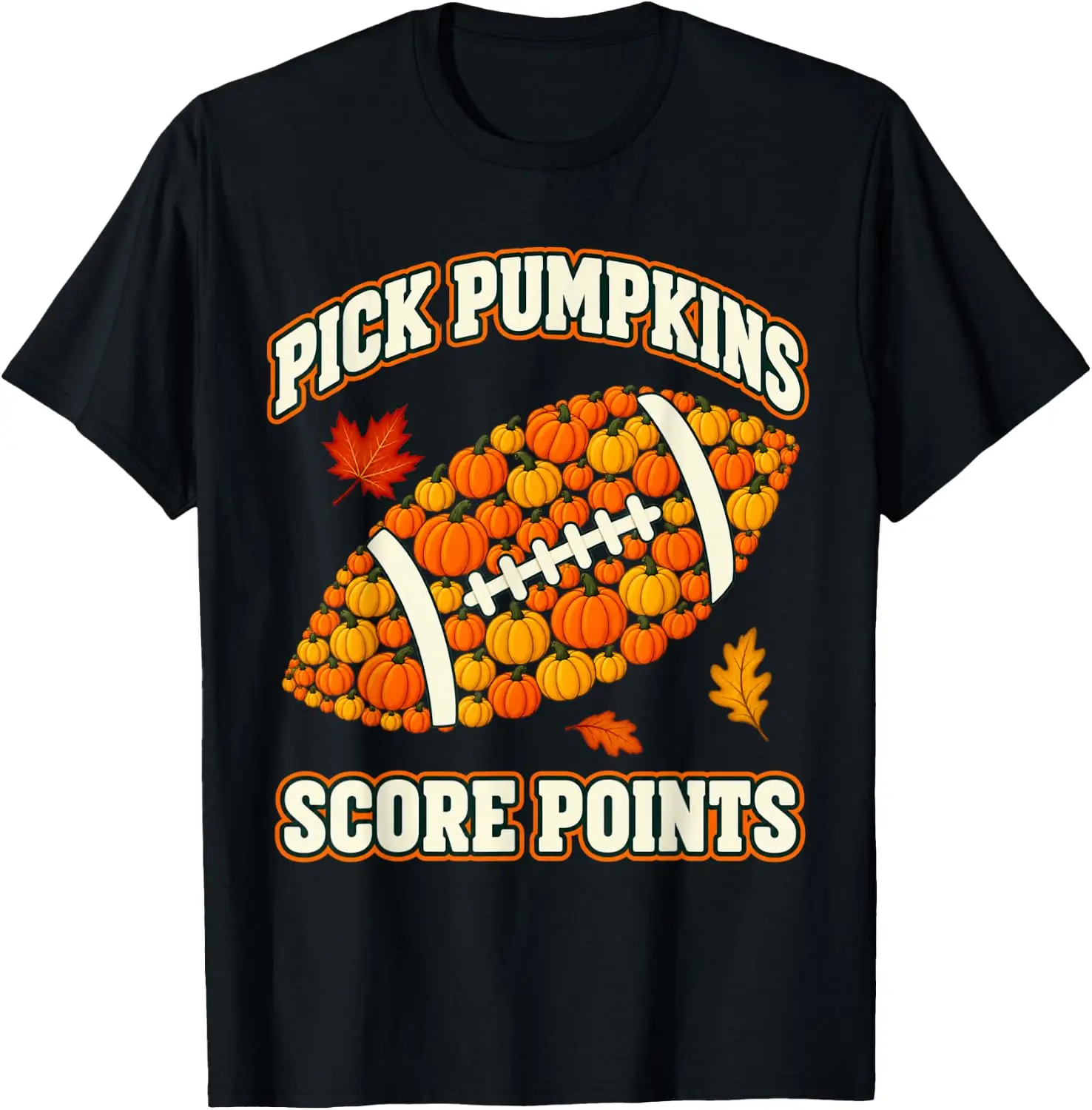 Funny Fall Football Pumpkin Jokes Men Women Kids Boys Girls T-Shirt Breathable, heavyweight pure cotton short-sleeve top—stylish, plus-size, and suitable for year-round wear with a sporty, casual vibe