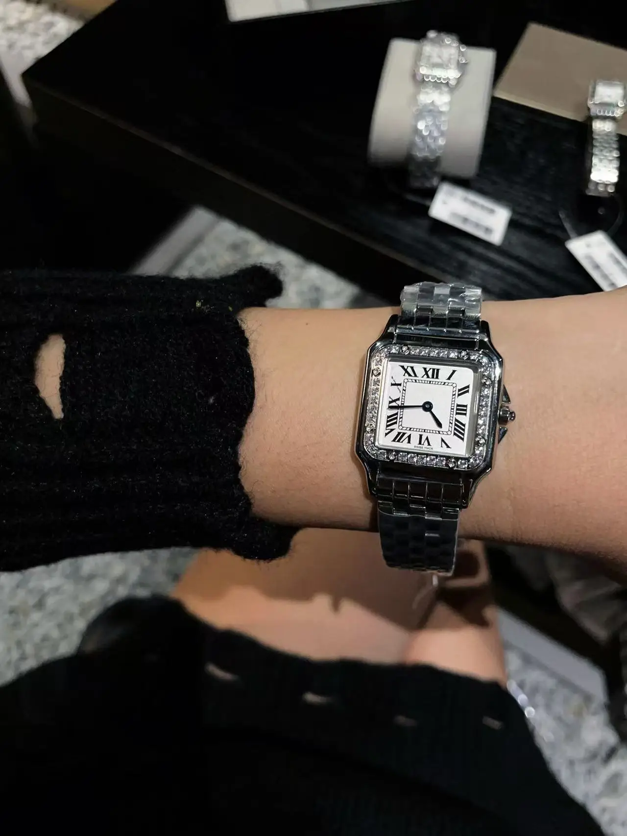 Оптовая мода кварцевые часы для женщин квадратный минималистский ремешок из нержавеющей стали Интернет популярная модель