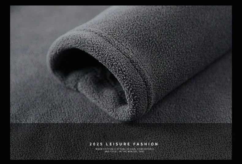 Herren-Sweatshirt aus norwegischem Polar-Fleece, Herbst-Winter-Pullover, dick, warm, mit Stehkragen, halbem Reißverschluss, lässig, langärmelig, Fleece-Oberteil – Detail 13