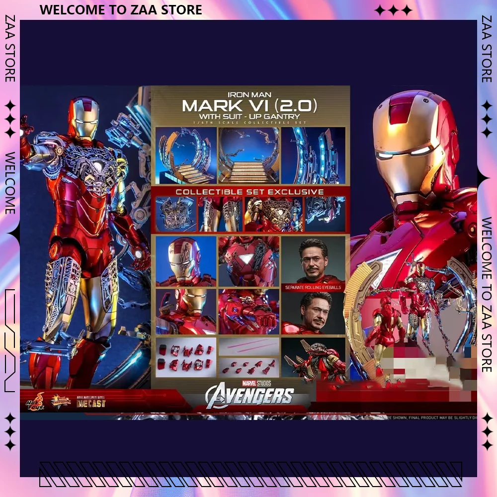 Original Hot Toys Iron Man MK6 Action Figure 1/6 HT MMS688D53 Ironman Mark6 Suit-up Gantry Avengers  Collectible Set Toy Gift