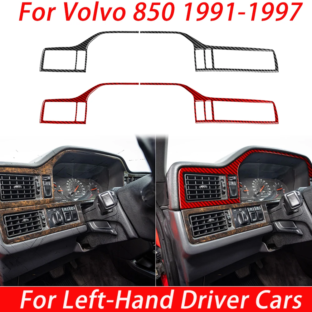 For Volvo 850 1991-1997 Carbon Fiber Decorative Speedometer Cluster Bezel Garnish Cover Trim Sticker Interior Auto Accessories