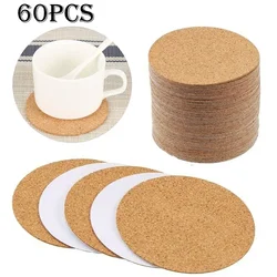 10/60Pcs Natural Cork Coasters Heat Insulation Round Shape Cup Mats Dia 10cm Wine Coffee Tea Table Pad Home Office Kitchen Tool
