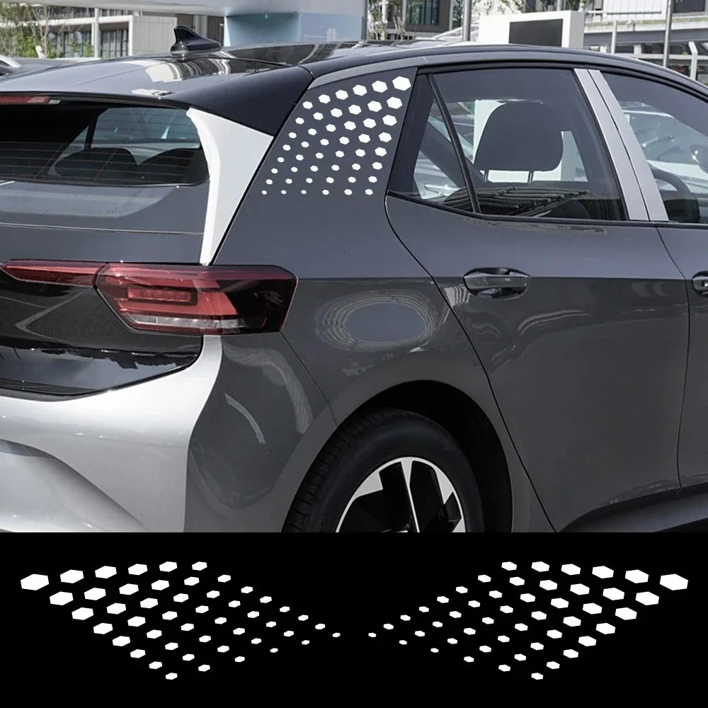 2 Stück Auto-Karosserie C-Säulen-Aufkleber im Punkte-Stil DIY Vinyl-Aufkleber Auto-Dekorationsaufkleber Zubehör für Volkswagen VW ID.3 ID3 GTX