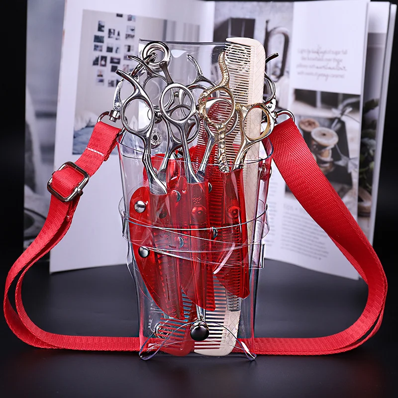 3 Color Transparent Hair Scissor Bag Clips Comb Hairdressing Hair Scissor Holster Pouch Holder Waist Belt Bag Salon Barber Tool