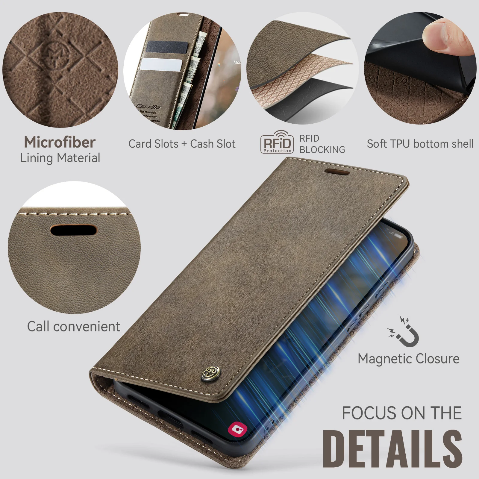 CaseMe-033 Luxury Leather Wall - Leather Folio Wallet Case ulasan dan harga