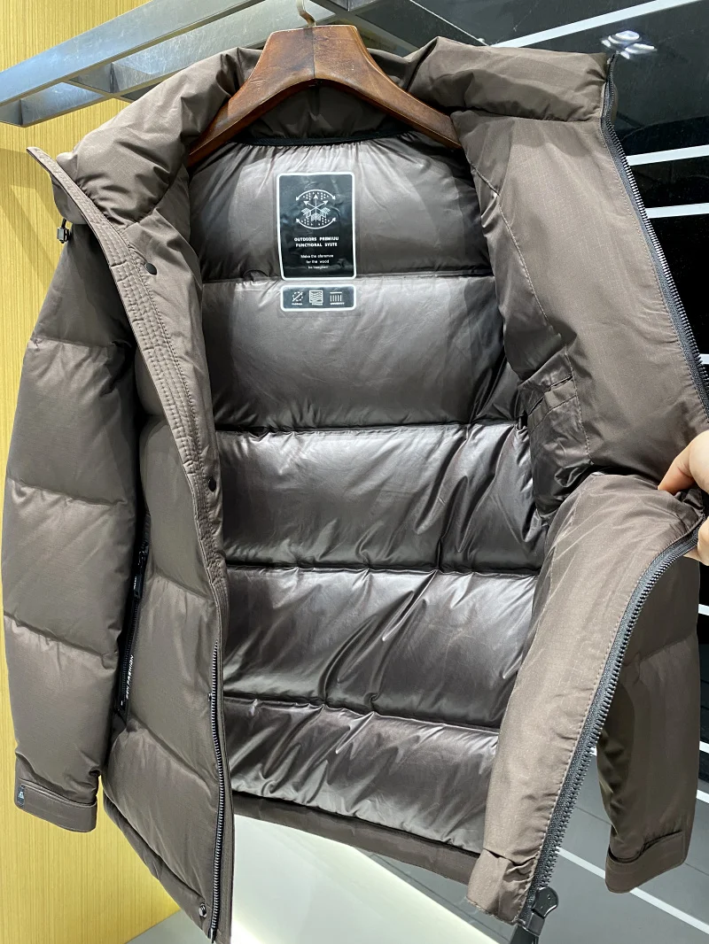 High-End Winter Men's Puffer Jaet Ultra-Fuffy 90-White-Du-Down Thiened down Coat Outerwear Busin Sle Zipper Closure