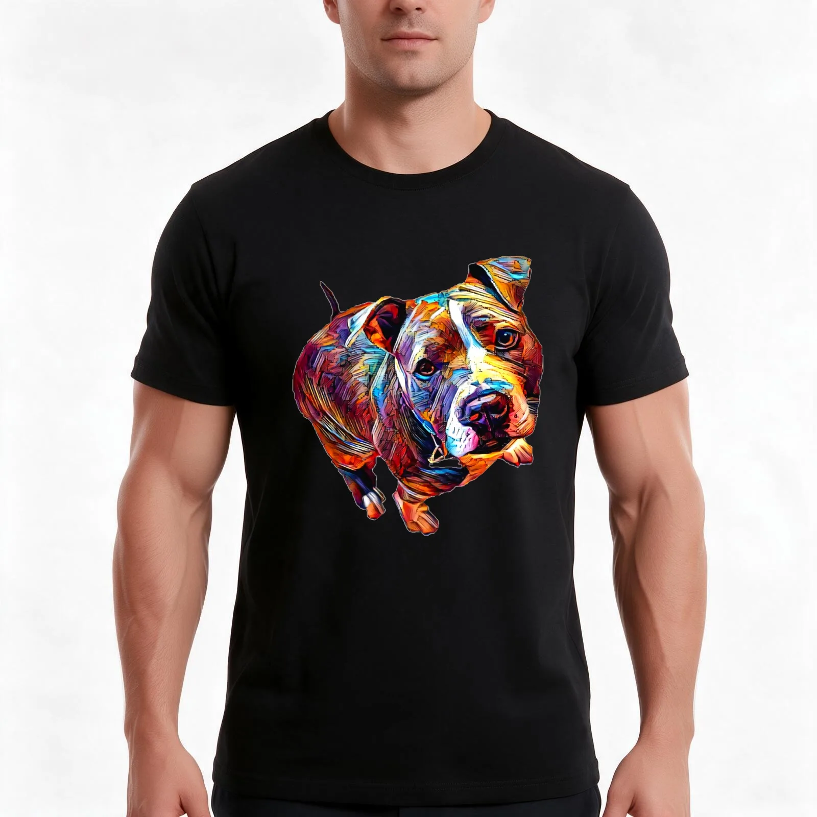 Goose the Mutt -Colorful Paint T-Shirt Summer Casual Cotton Tee Oversized Streetwear Tops Vintage Graphic Print 100% Cotton