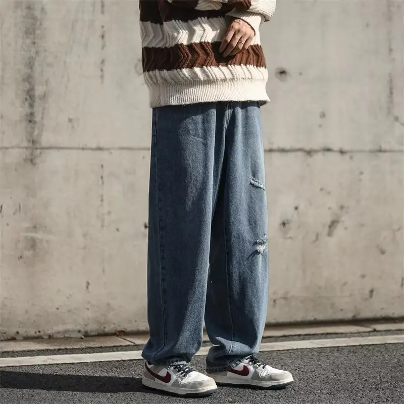 2023 Spring And Autumn New Retro Jeans Men's Loose Straight Wide-leg Trousers All-match Boutique Clothing Simple Style