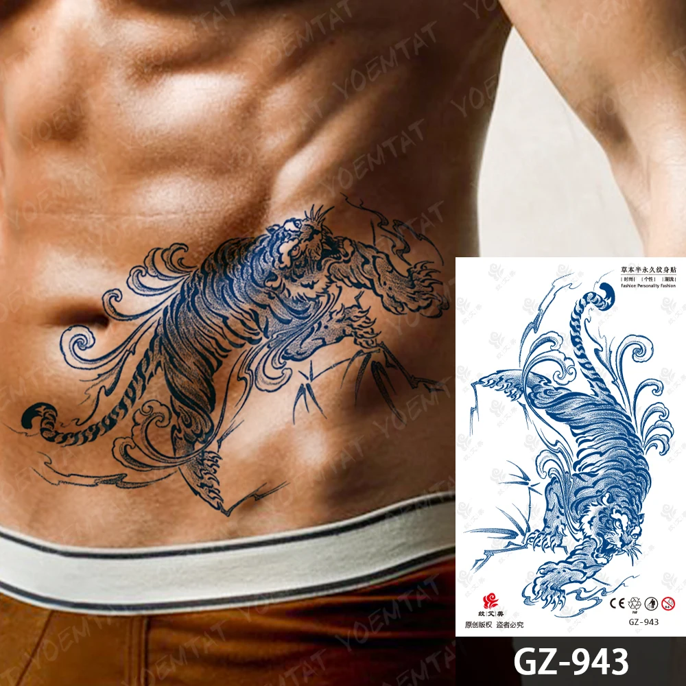 Semi-Permanent Herbal Flying Dragon Juice Ink Lasting Tattoos Waterproof Temporary Tattoo Stickers Body Art Fake Tatoo Women Men