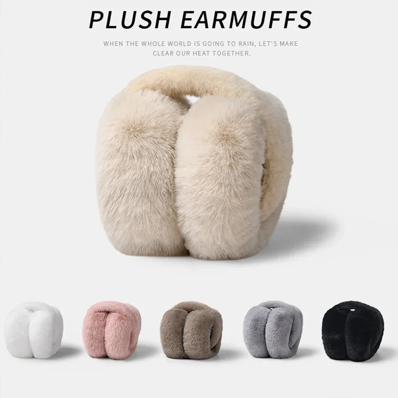 Winter Thickened Plush Earmuffs Foldable Imitation Rabbit Hair Women JK Faux Fur Warm Ear Protection Cycling Y2k Accessories