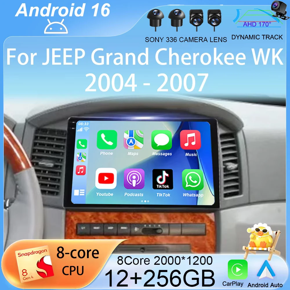 

Android 16 Carplay Auto 4G For Jeep Grand Cherokee 2004 2005 2006 2007 Car Radio GPS Multimedia Video Player DSP Stereo No 2Din