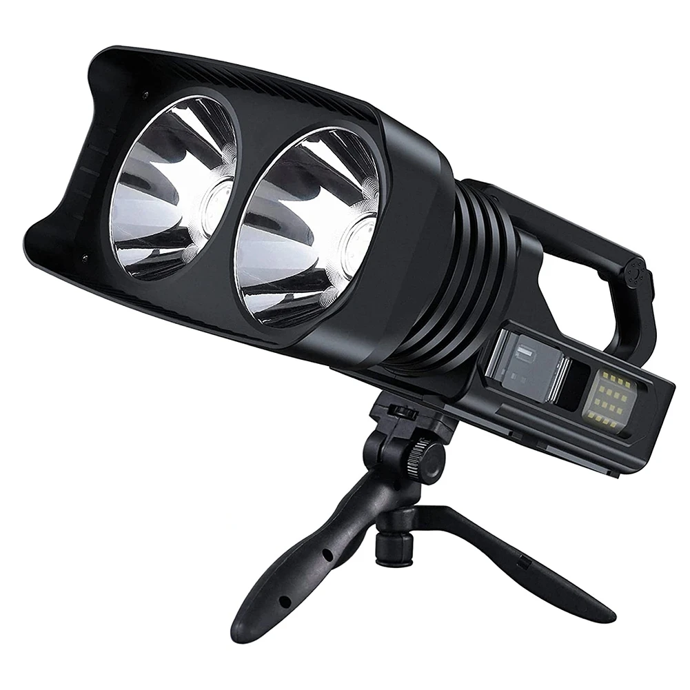 Rechargeable Spotlight, 100000 Lumens Handheld Hunting Flashlight LED Spot Light with Cob Light and Tripod,