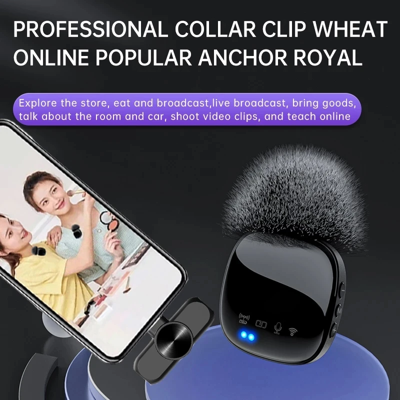 Micrófono inalámbrico Lavalier R8 para Iphone y Android, Bluetooth, reducción de ruido, grabación, Karaoke, Radio en vivo, nuevo