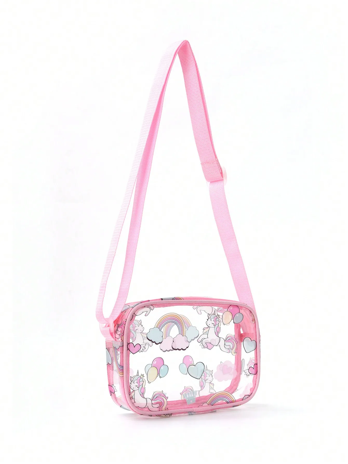 1 Pc Summer Cute Cartoon Unicorn Transparent Crossbody Bag For Girls Kindergarten School Trip Vacation Holiday Gift