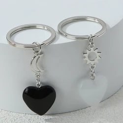 Couple Romantic Crystal Hearts Keychains Couple Love Key Rings For Women Men Lovers Gift Handbag Decorations Handmade Jewelry