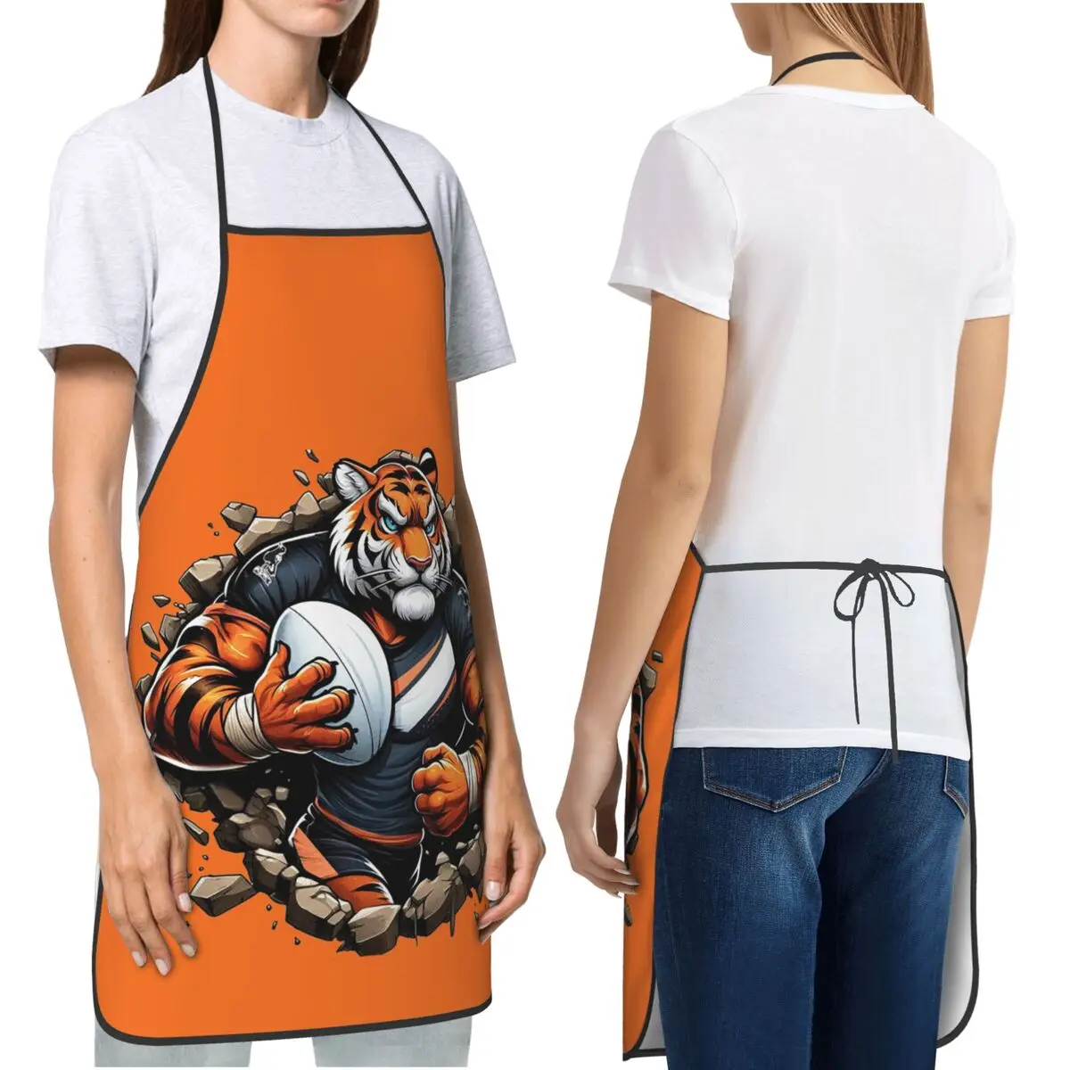 Wests Tigers Smash Through Apron Chef Cooking Baking Tablier Waterproof Bib Kitchen Cleaning Pinafore for Women Men Gardening