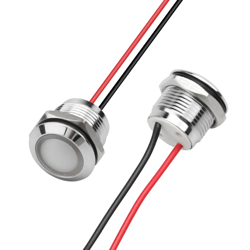 12mm high brightness LED indicator light with 150mm wire anti-vandal Domed Head indicator light