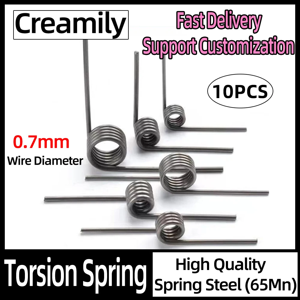 

Creamily 10PCS Return Springs Helical Torsion Spring 65Mn Steel Wire Diameter 0.7mm V-Shaped Helicaltorsio Ring Spring