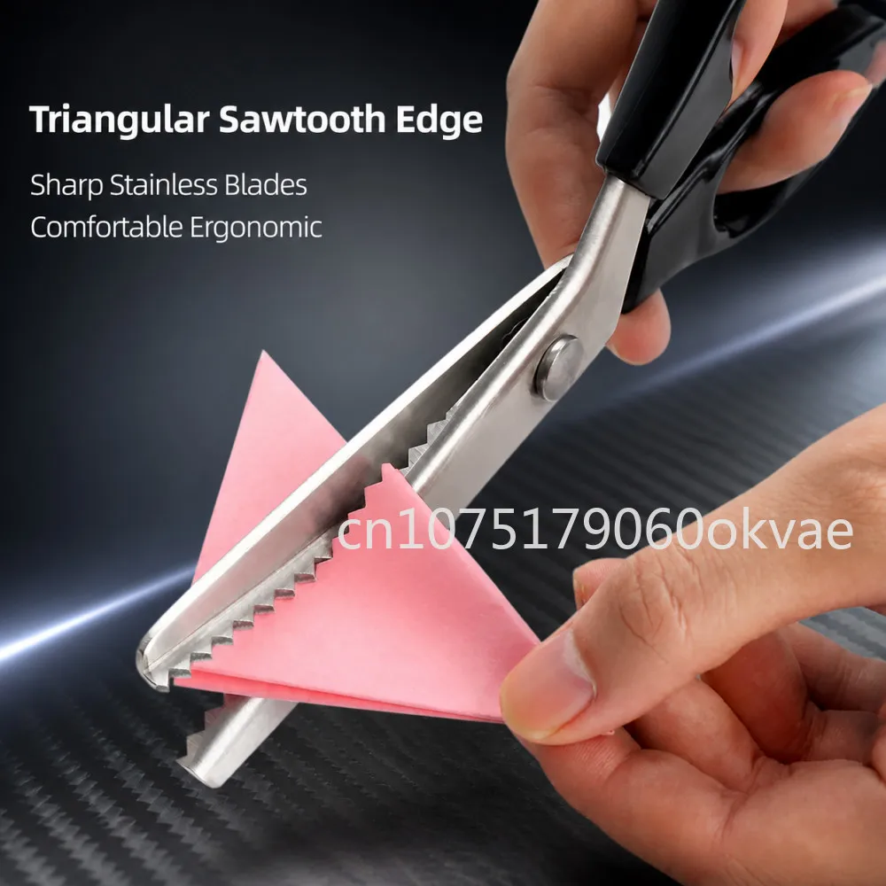 Zig Zag Scissors for Fabric Craft Sewing Shears Triangular Teeth Decorative Edge Cutting Tool Heavy Duty