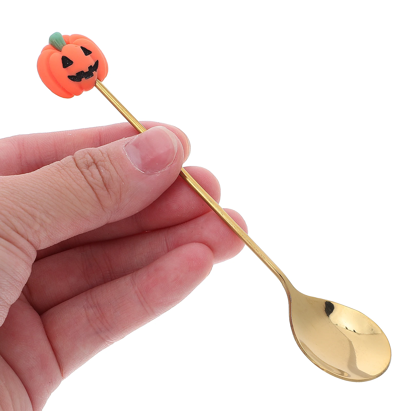 

6pcs Spoons Stainless Steel Halloween Pumpkin Witch Hat Ghost Theme Halloween Tableware Silverware Cake Coffee