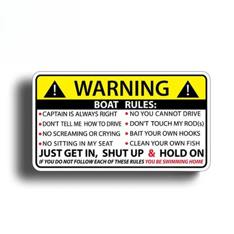 for BOAT RULES Warning Sticker Funny Vinyl Waterproof Car Styling Auto Bumper Decal Car Decor Stickers 13cm X 7.3cm PVC KK