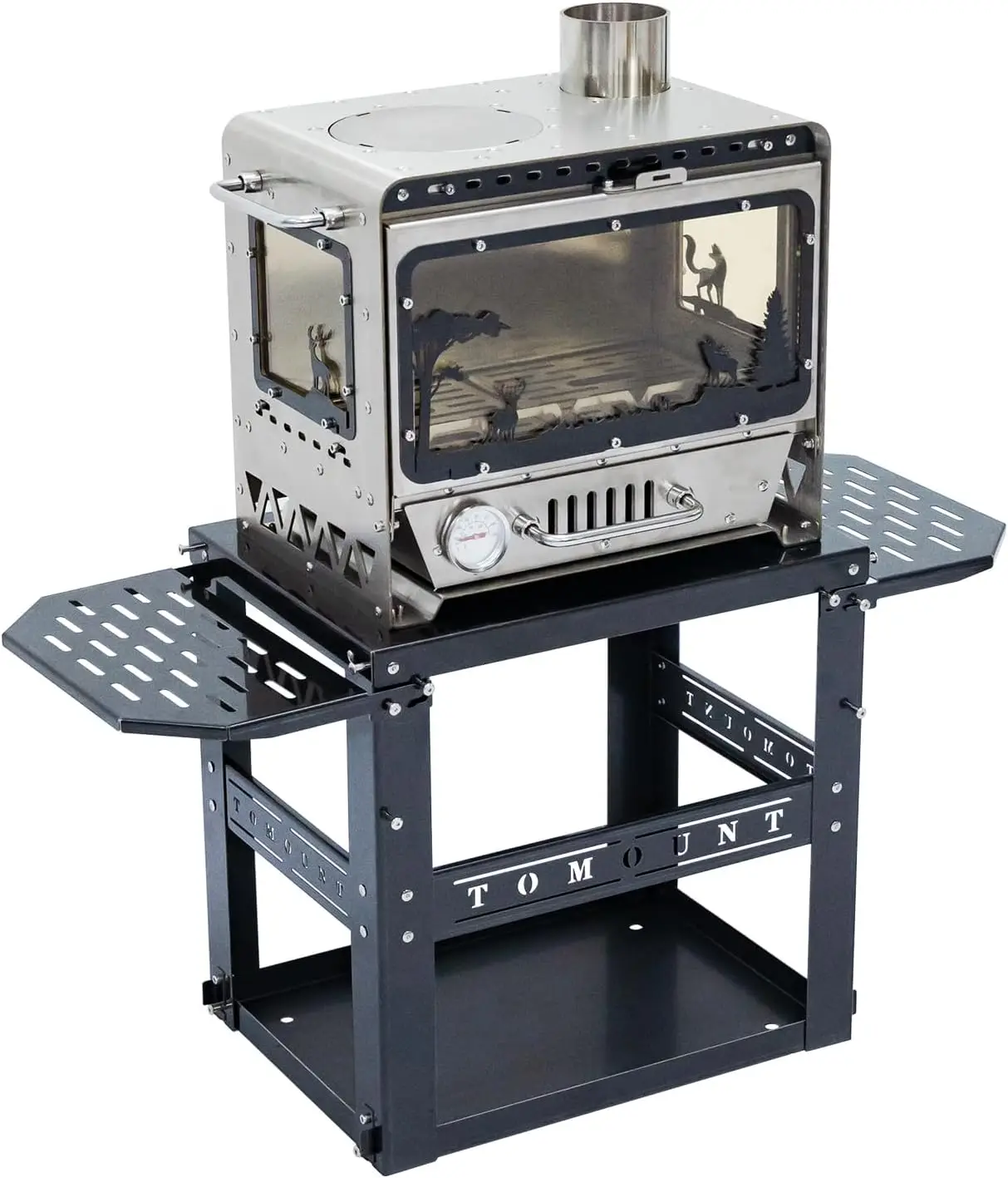 

Hot Tent Stove,Wood Stove with Frame Base,with 7 Chimney Pipes,304 Stainless Steel with heat-resistant Glass Window