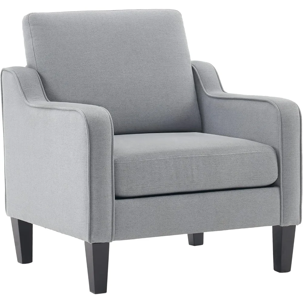 

VINGLI Mid century Modern Accent Chair,Light Grey Fabric Accent Chairs for Living Room Upholstered Armchair with Scooped Arms