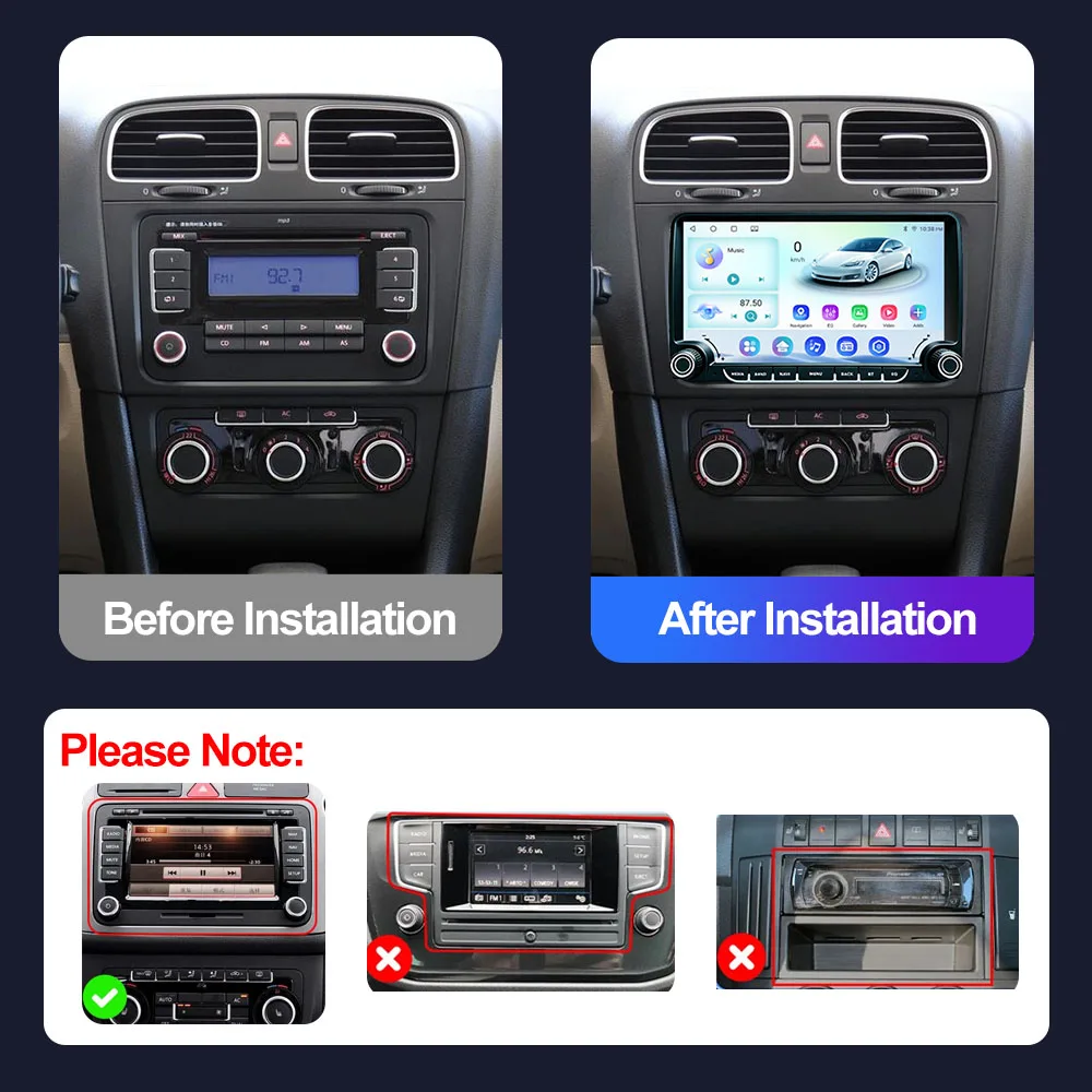 9''Android 15 Radio For VW Volkswagen Skoda Octavia Golf 5 Touran Passat B6 Polo Jetta Multimedia Player Navigation GPS Stereo