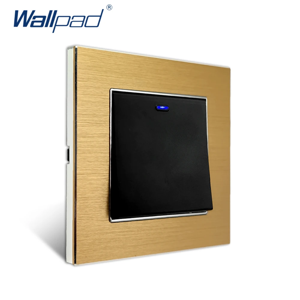 

Панель Wallpad из золотого алюминиевого сплава, 1 группа, 2-позиционный переключатель со светодиодным индикатором, переменный ток 110-220 В
